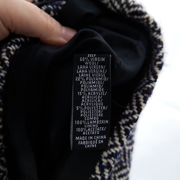 Tibi Wool Leather Trim Pockets Herringbone High Rise Mini Skirt Size 2 - Picture 6 of 6